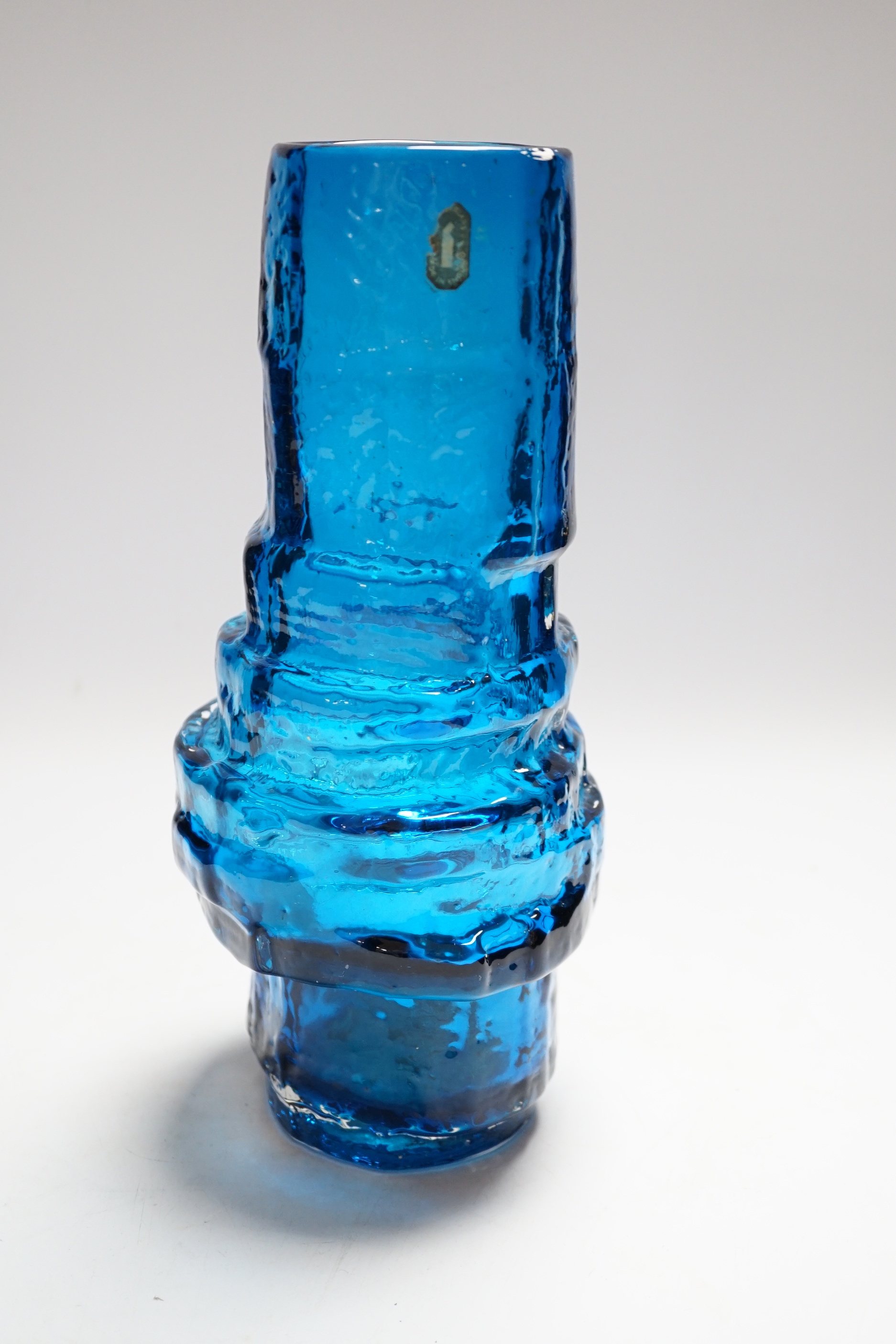 A Whitefriars ‘Hoop’ vase in kingfisher blue, 27cm high